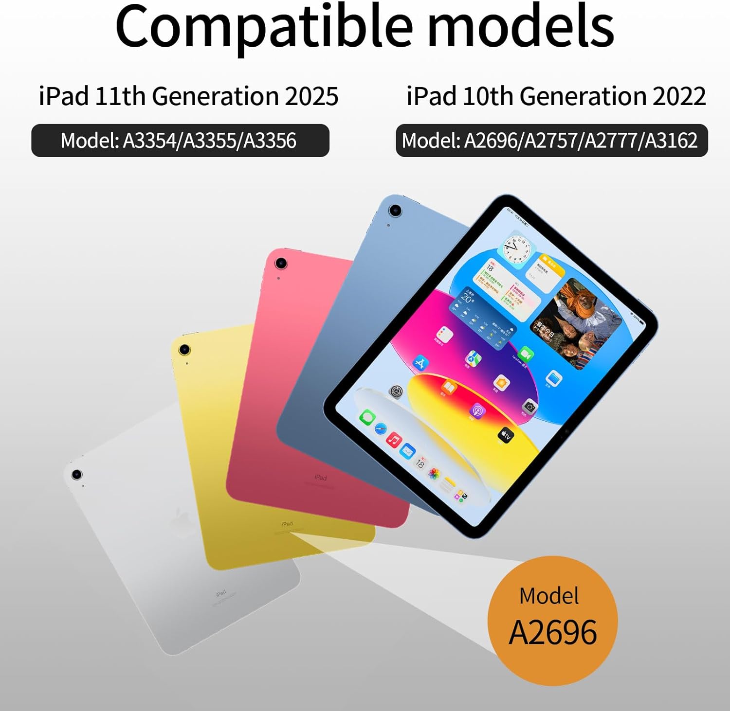 Detachable Case for iPad (A16) 11th/10th Generation 11 Inch/10.9 Inch (2025/2022) with Pencil Holder - 2-in-1 Removable Sliding Cover with Full Clear Back, Lanscape & Portrait Angle, Black